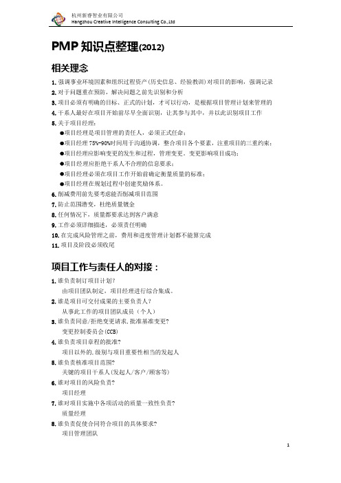 PMP知识点考点
