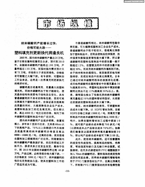 纳米碳酸钙产能增长过快,价格可能大跌——塑料填充剂更新换代将逢良机