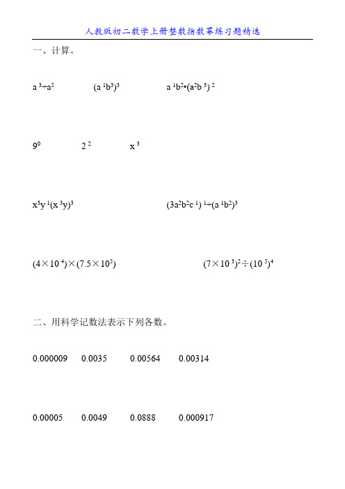 人教版初二数学上册整数指数幂练习题精选36