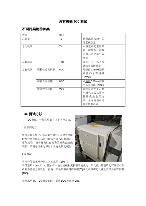 总有机碳TOC测试