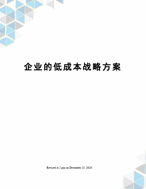 企业的低成本战略方案