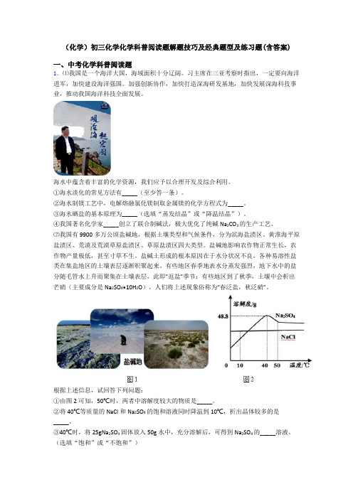 (化学)初三化学化学科普阅读题解题技巧及经典题型及练习题(含答案)
