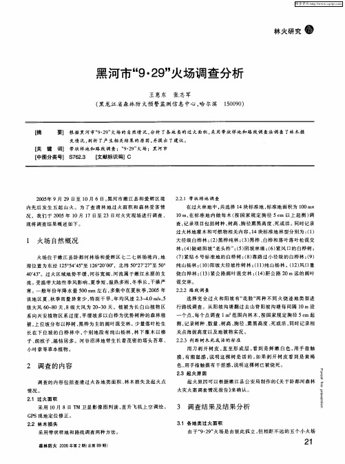 黑河市“9·29”火场调查分析