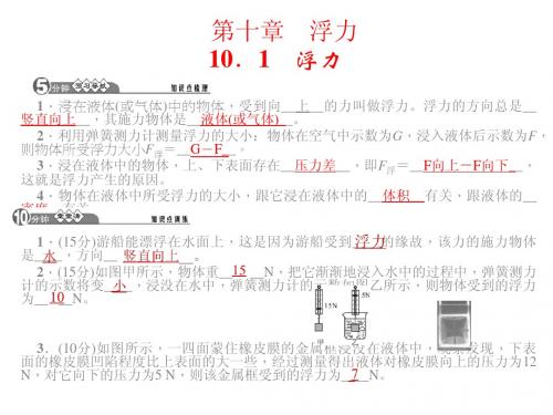 2015八年级物理下册(新人教版)精讲课件：第十章 浮力(预习导航+堂堂清+日日清)(共27张PPT)