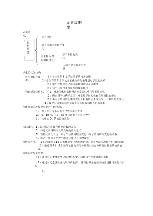 高中化学元素周期律-教学设计与反思