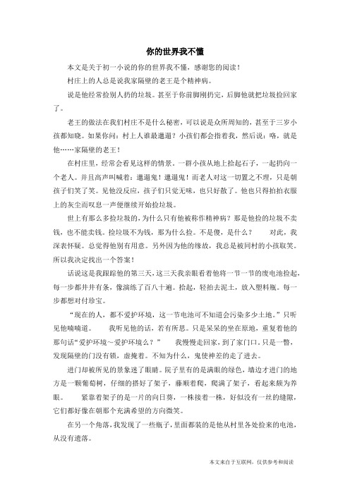你的世界我不懂_初一小说
