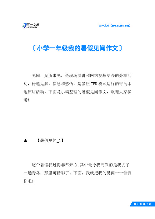 小学一年级我的暑假见闻作文