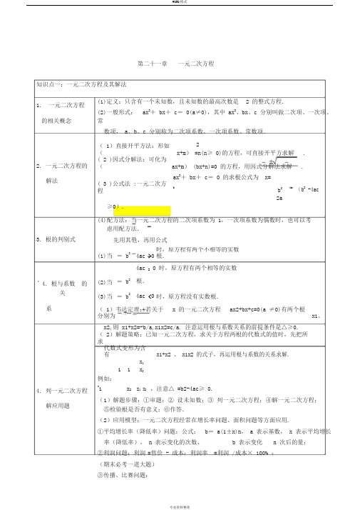 2019人教版数学九年级上册知识点整理