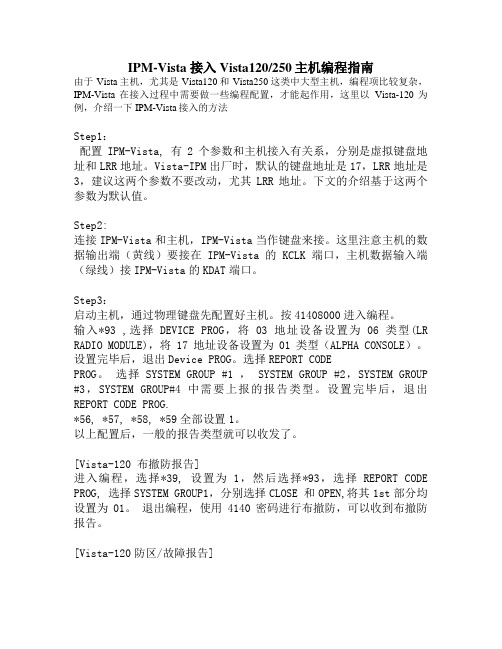 IPM-Vista 接入Vista主机编程指南及丛文软件连接