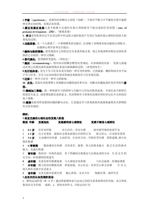 教育心理学—刘儒德、陈琦考试重点