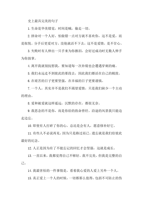 史上最具完美的句子集锦精选