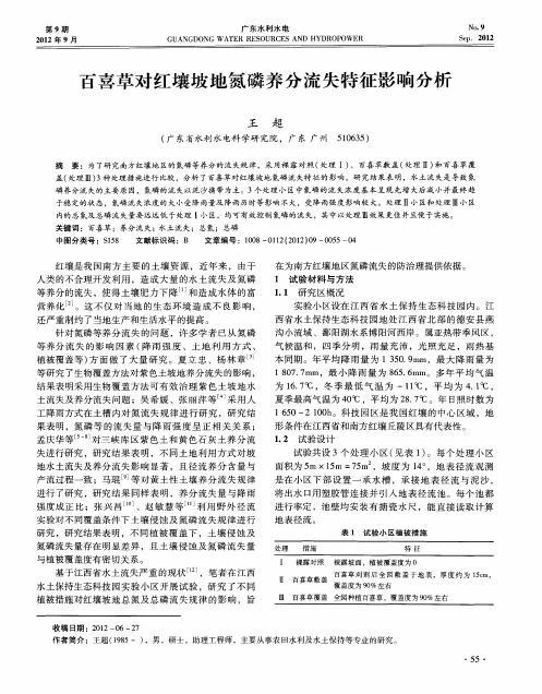 百喜草对红壤坡地氮磷养分流失特征影响分析