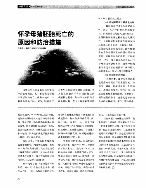 怀孕母猪胚胎死亡的原因和防治措施