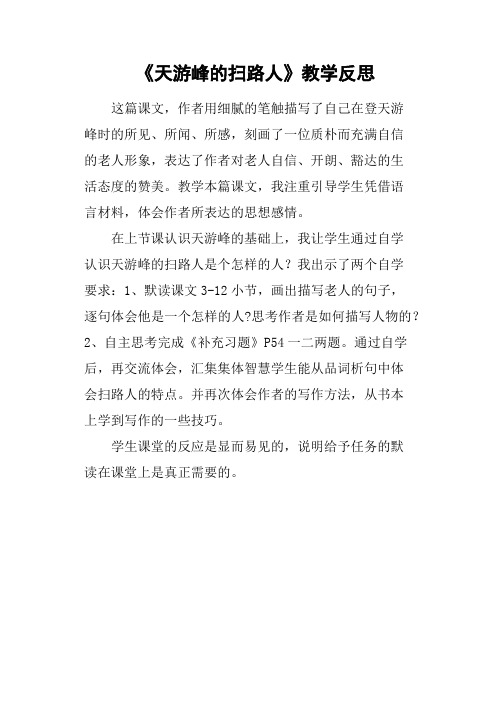《天游峰的扫路人》教学反思