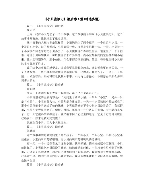 《小贝流浪记》读后感4篇(精选多篇)