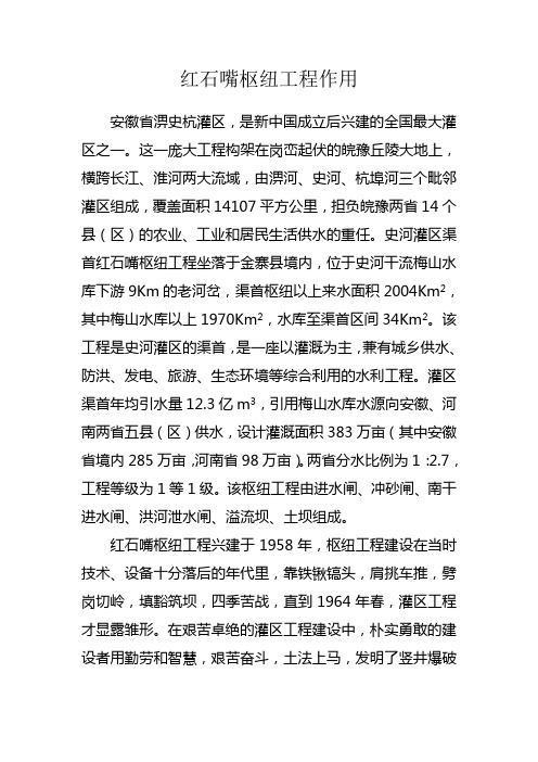红石嘴枢纽工程作用