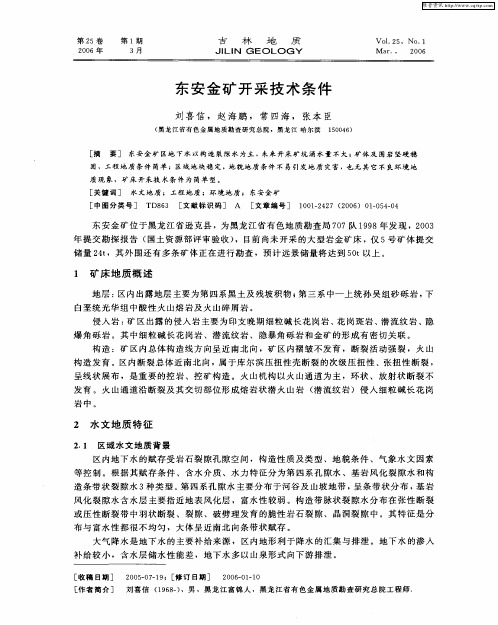 东安金矿开采技术条件