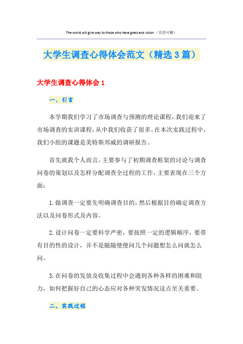 大学生调查心得体会范文(精选3篇)