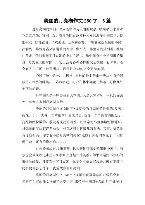 美丽的月亮湖作文250字  3篇