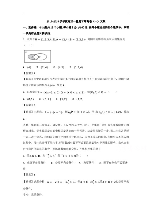 河北省衡水中学2018届高三上学期一轮复习周测数学(文)试题Word版含解析