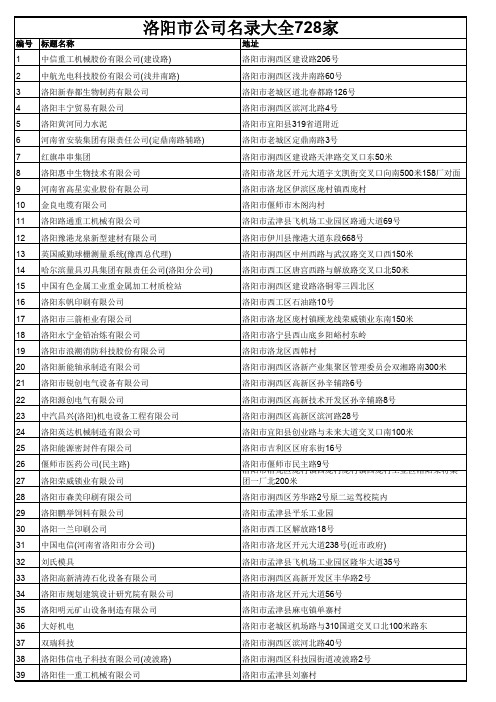 洛阳市公司名录大全728家