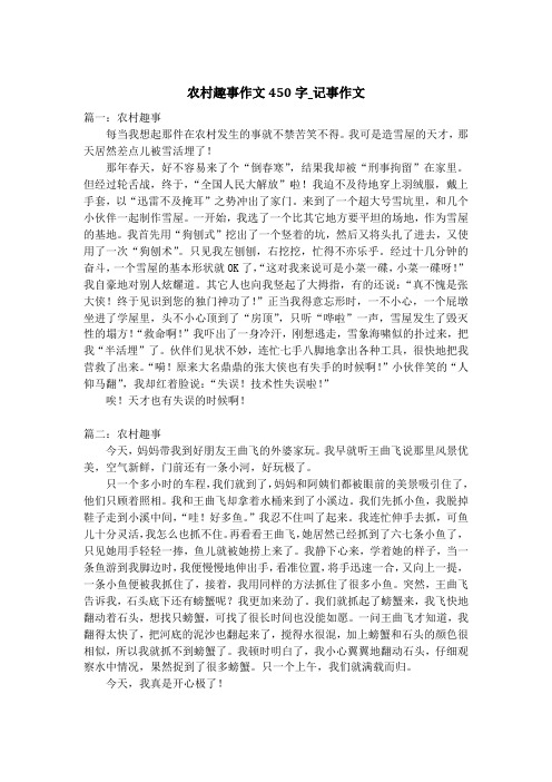 农村趣事作文450字_记事作文