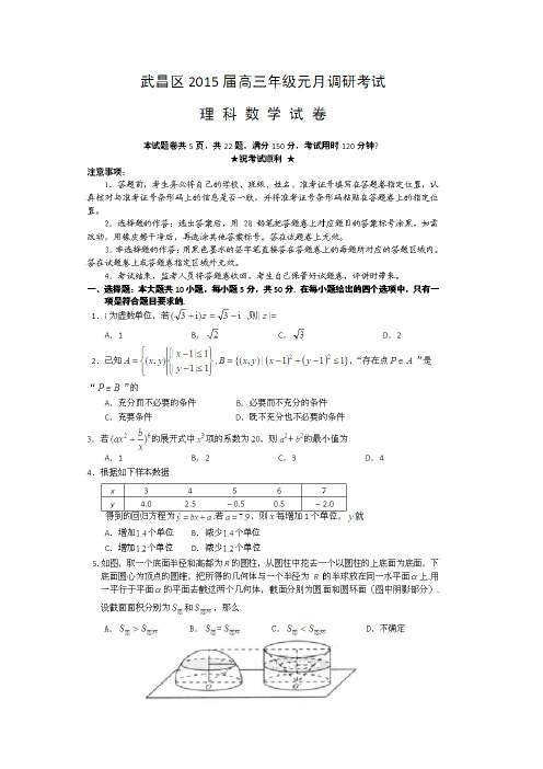 湖北省武汉市武昌区2015届高三元月调考数学理试卷(扫描版)