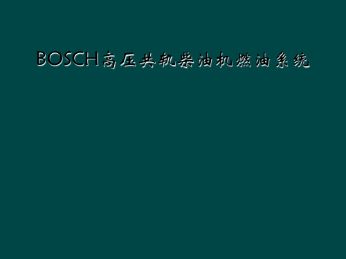 BOSCH高压共轨柴油机燃油系统