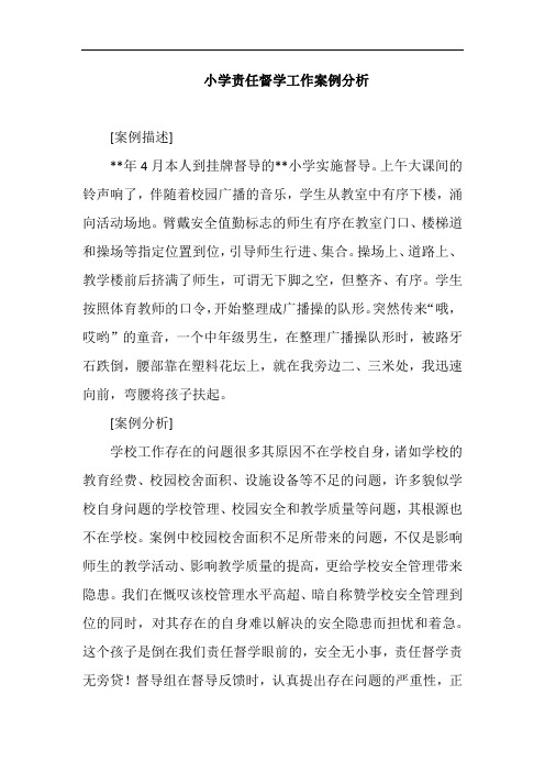 小学责任督学工作案例分析