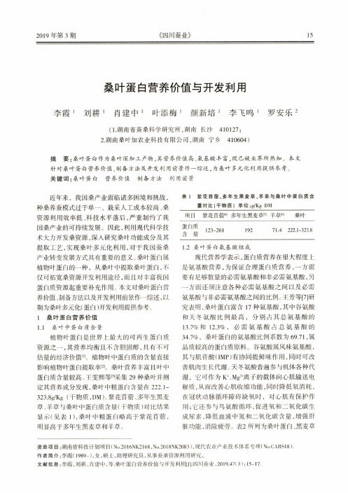 桑叶蛋白营养价值与开发利用