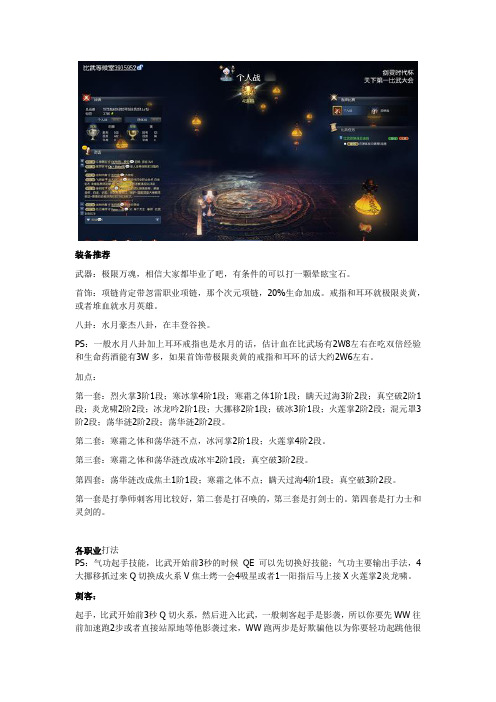 剑灵白金气功师针对各职业的打发
