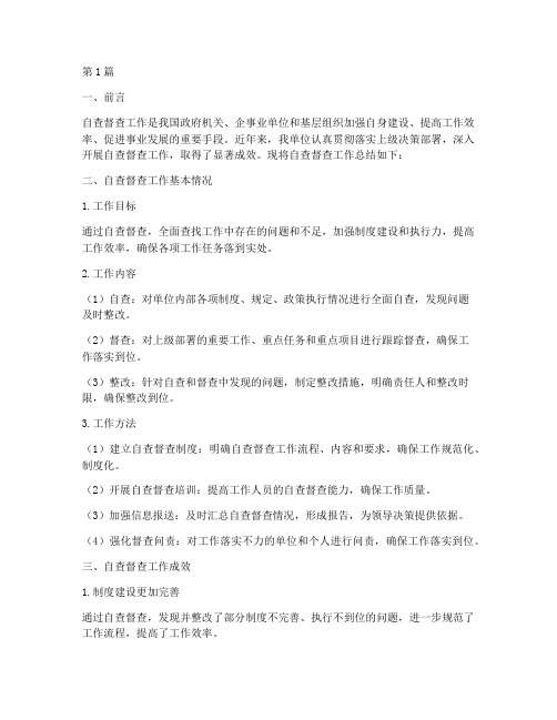 自查督查工作总结范文(3篇)
