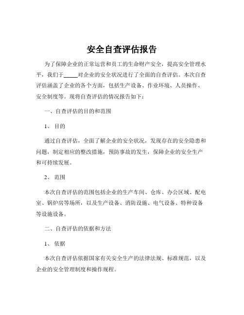安全自查评估报告