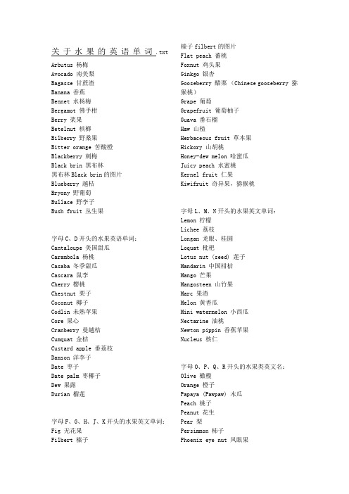 关于水果的英语单词