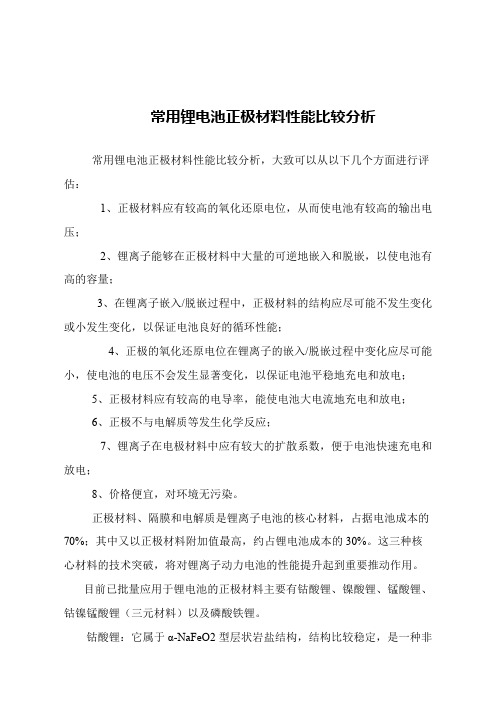 【精品文章】常用锂电池正极材料性能比较分析