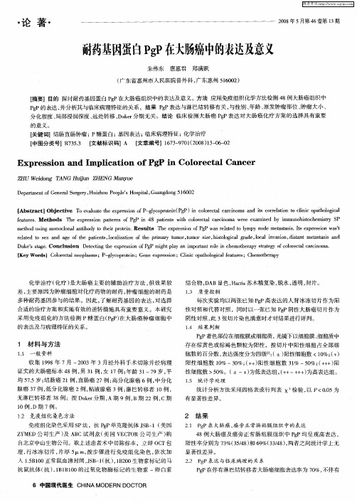 耐药基因蛋白PgP在大肠癌中的表达及意义