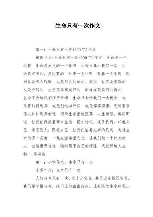 生命只有一次作文