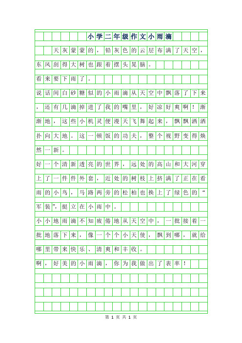 2019年小学二年级作文200字范文-小雨滴