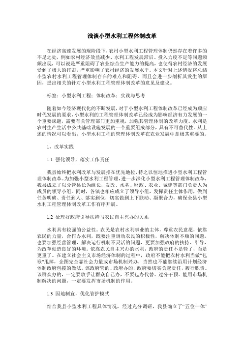 浅谈小型水利工程体制改革