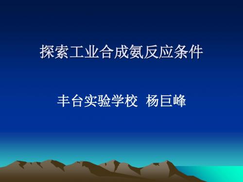 探索工业合成氨反应条件ppt 鲁科版
