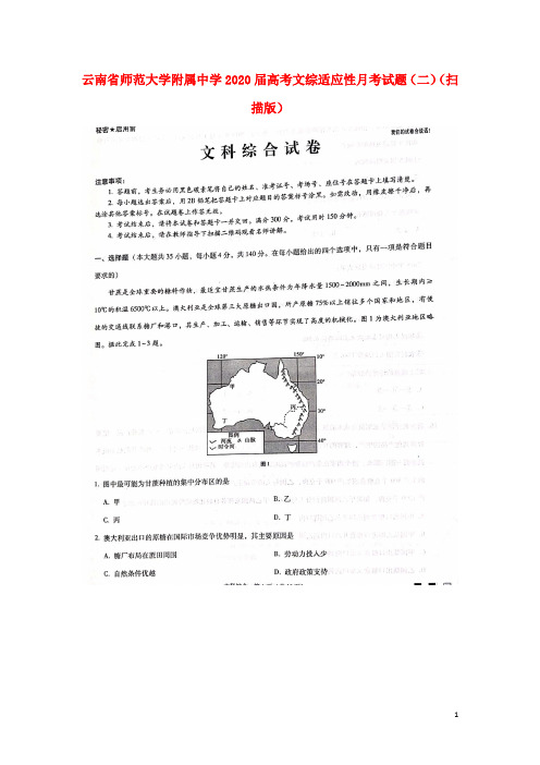 云南省师范大学附属中学2020届高考文综适应性月考试题(二)(扫描版)