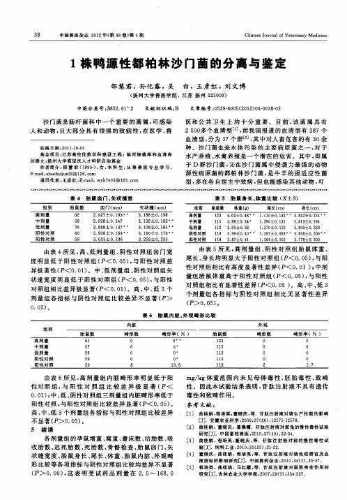 1株鸭源性都柏林沙门菌的分离与鉴定