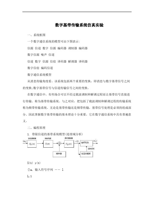 数字基带传输系统仿真实验