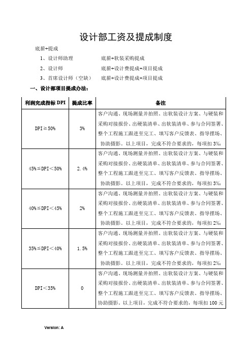 设计部和工程部提成制度