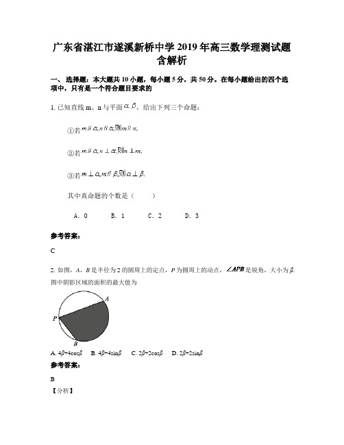 广东省湛江市遂溪新桥中学2019年高三数学理测试题含解析