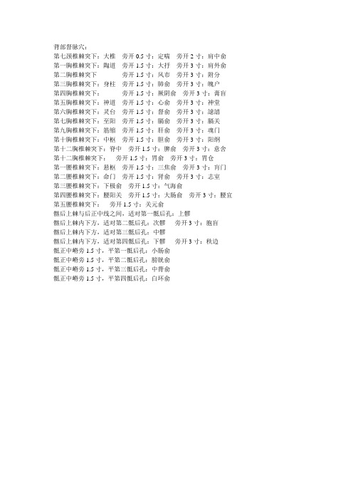 背部督脉穴