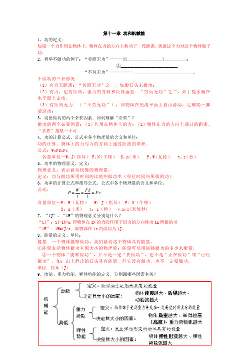 八下物理知识点总结第十一章总结