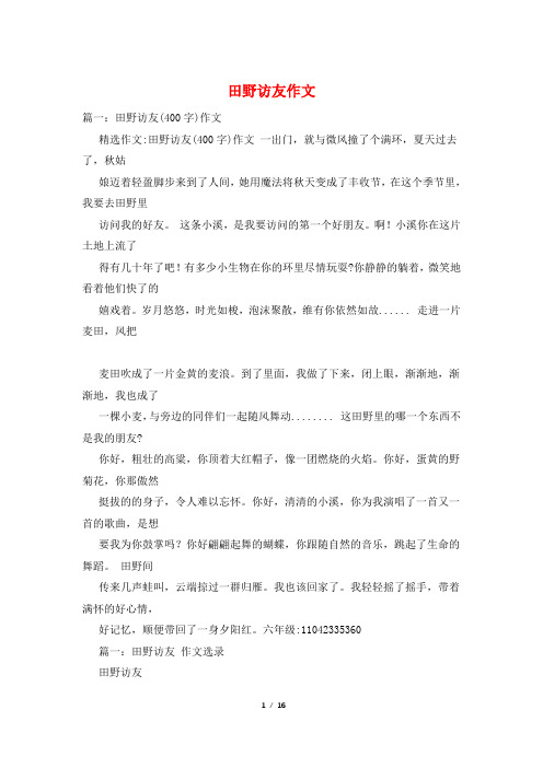 田野访友作文