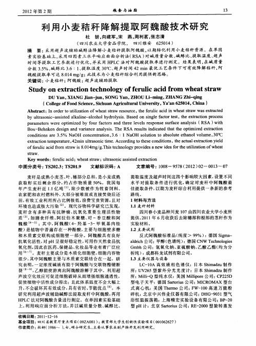 利用小麦秸秆降解提取阿魏酸技术研究