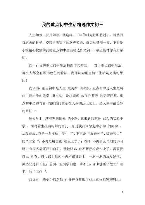 我的重点初中生活精选作文初三